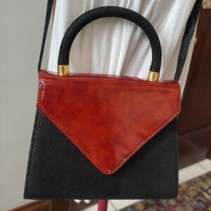 Donald Pliner  Crossbody bag  envelope style   piled leather/patent leather NWOT